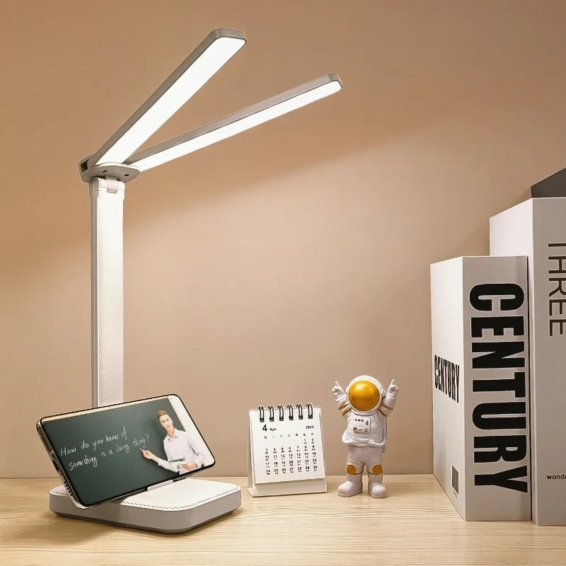 LED Desk Lamp 3 Levels Dimmable Touch Night Light USB Plug In/Rechargeable Eye Protection Foldable Table Lamp Bedside Desk Lamp