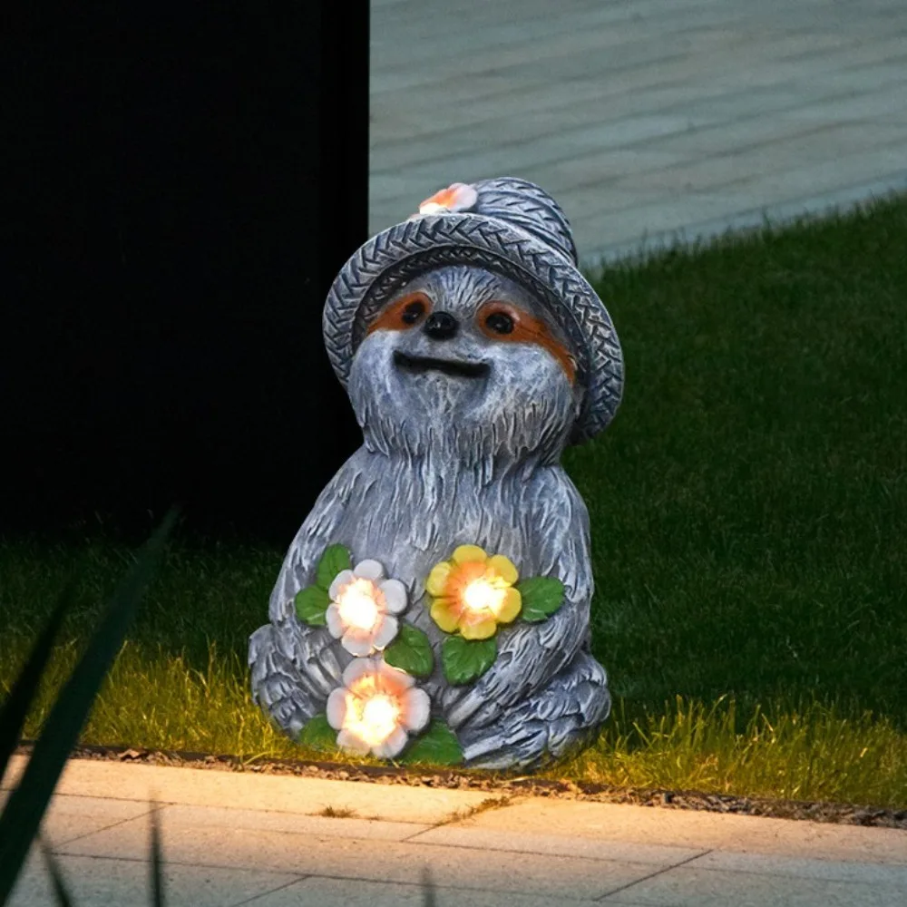 Animal Sculpture LED Solar Sloth Lights Sloth Elf Figurine Simulation Landscape Lamp Artificial Waterproof Atmosphere Lamp Porch