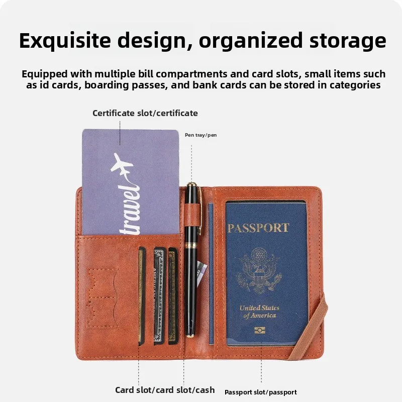 Multifunctional PU Passport Protector New Travel Vaccination Card Holder ID Document Storage Passport Bag for Travel Abroad