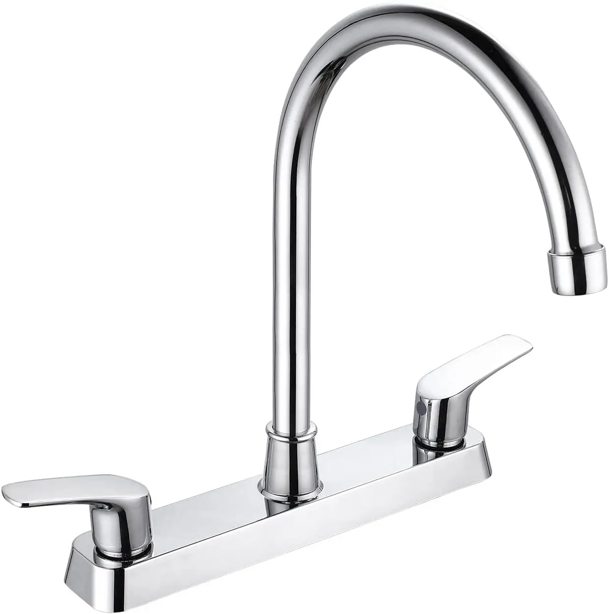 

3-Hole Kitchen Faucet, 360° Swivel, Stainless Steel, Chrome Finish, High Arc, 2 Handle, US-SP-80066