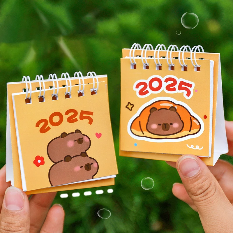 Mini Calendario de escritorio de dibujos animados creativo, lindo Capybara, calendario de bolsillo portátil, gestión de tiempo, horario, decoración de escritorio, regalos