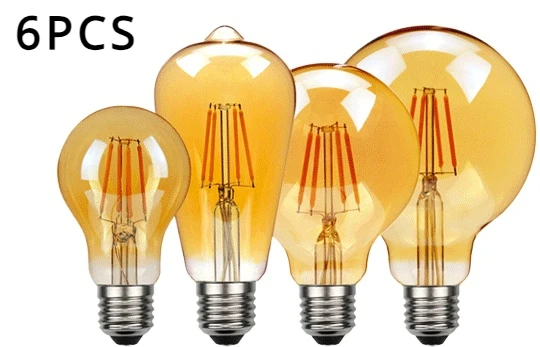 

Edison Bulb LED 4W 6W 8W T45 ST64 A60 G80 G95 G125 Warm Yellow 220V Lighting Retro Incandescent Lamp living Room Bedroom Light