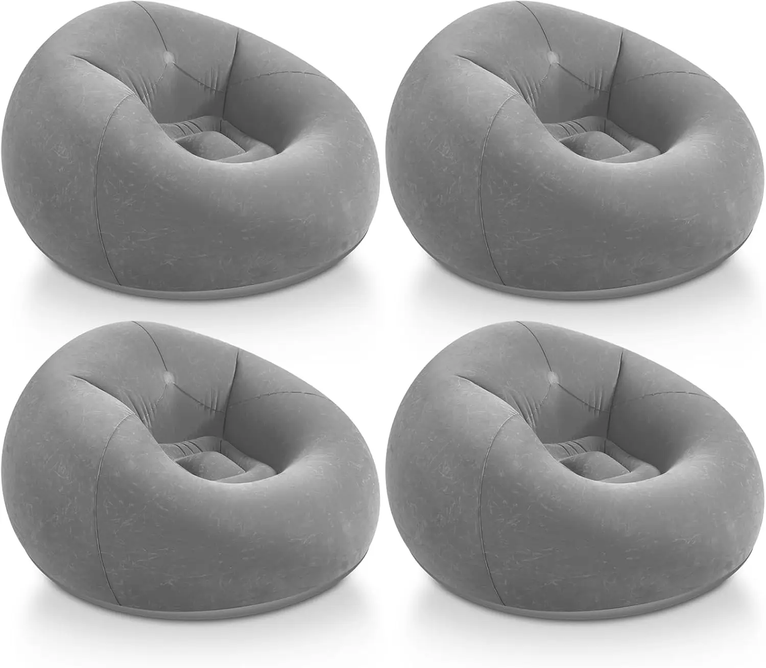 Inflatable Bean Bag Chairs for Outdoor Camping, Portable Folding Lazy Sofa Couch in Dark Gray, Set of 4