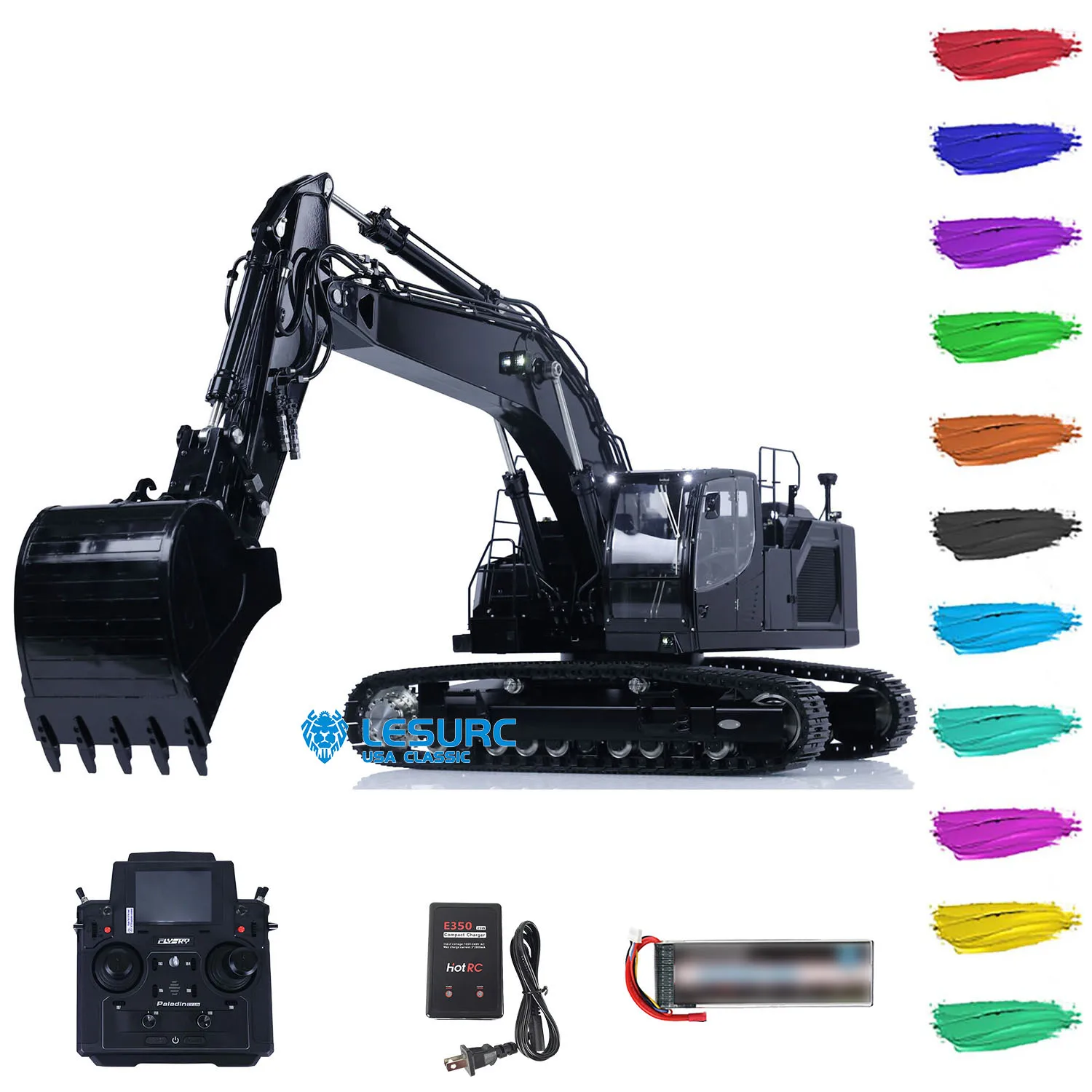 LESU LR945 Upgraded RTR 1/14 RC Hydraulic Metal Excavator Model PL18EVLite Quick Release Coupler Lights Vehicle Toy Model Gift