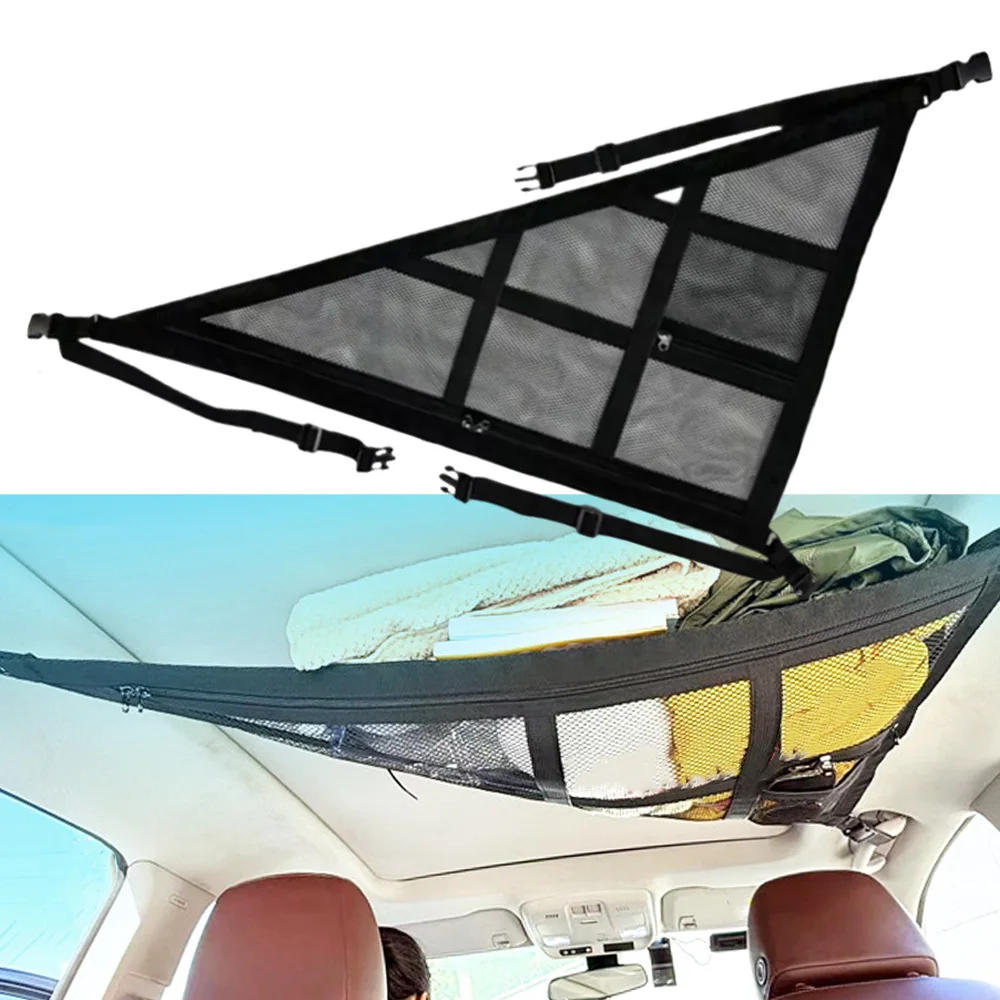 

90cm x 65cm Car Roof Storage Organizer Automotive Ceiling Cargo Net Pocket Mesh Car Camping Accessories Storage Bag Roof Tent