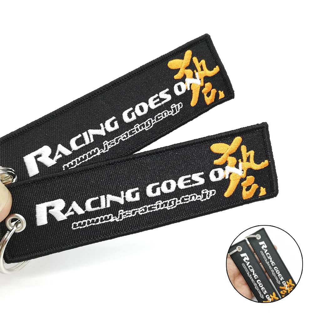 JDM Culture Style Keyring Embroidered Keys Tag Keychains Nylon Personality Fashion Keychain Key Rings For JS RACING Accessories