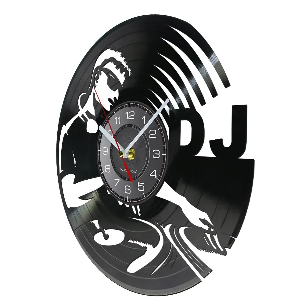 DJ Turntables Hip Hop Vinyl Record Wall Clock，Nightclub Music Club Murals Retro Wall Clocks Music Enthusiasts DJ Home Gifts