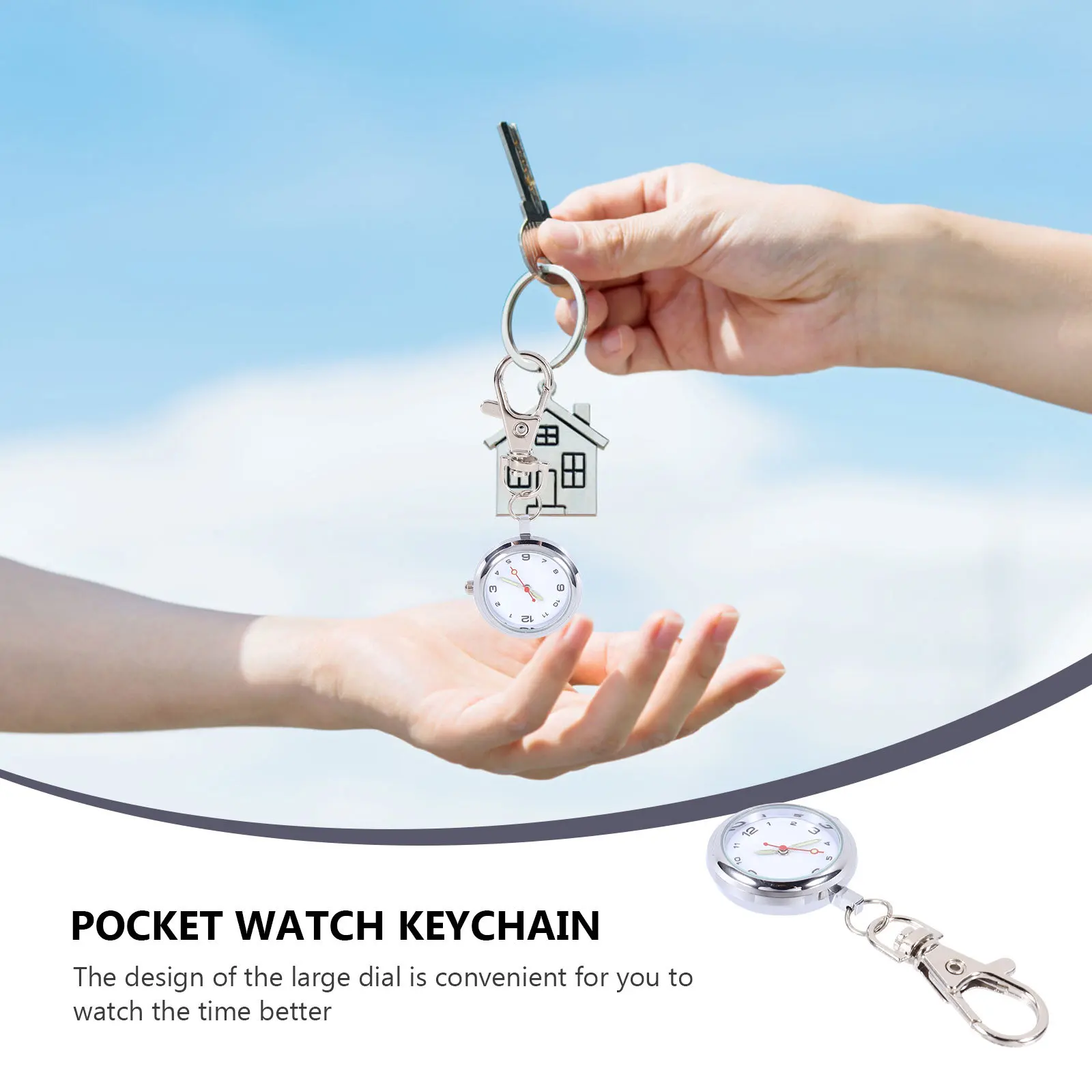 

1Pcs Alloy Pocket Watch Keychain Large Dial Nurse Fob Durable Quartz Pendant Pocket Keychain Pendant Nursing Key Accessory