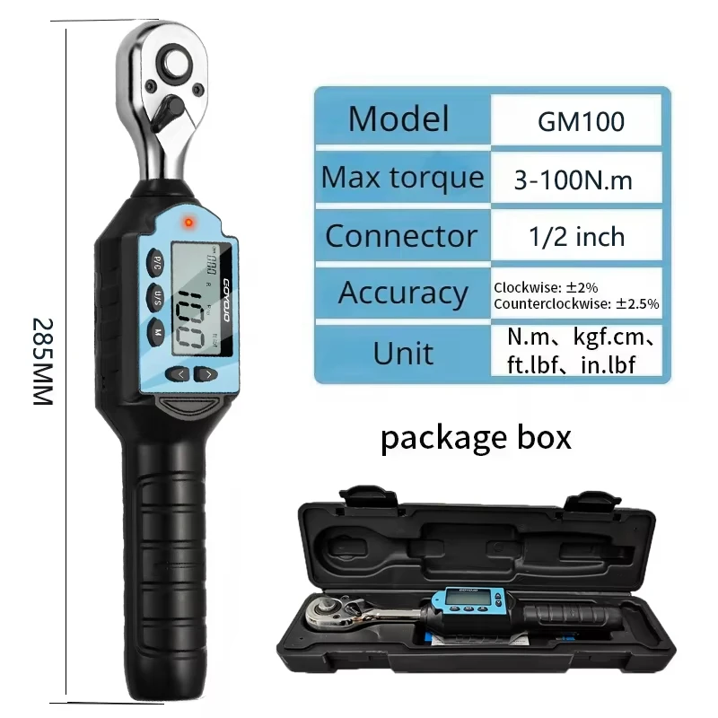 Nieuwe Digitale Vooraf ingestelde Momentsleutel 1/2 "3/8" 1/4 "Didirectionele Ratelkop Professionele Verstelbare Fiets Reparatie Handgereedschap