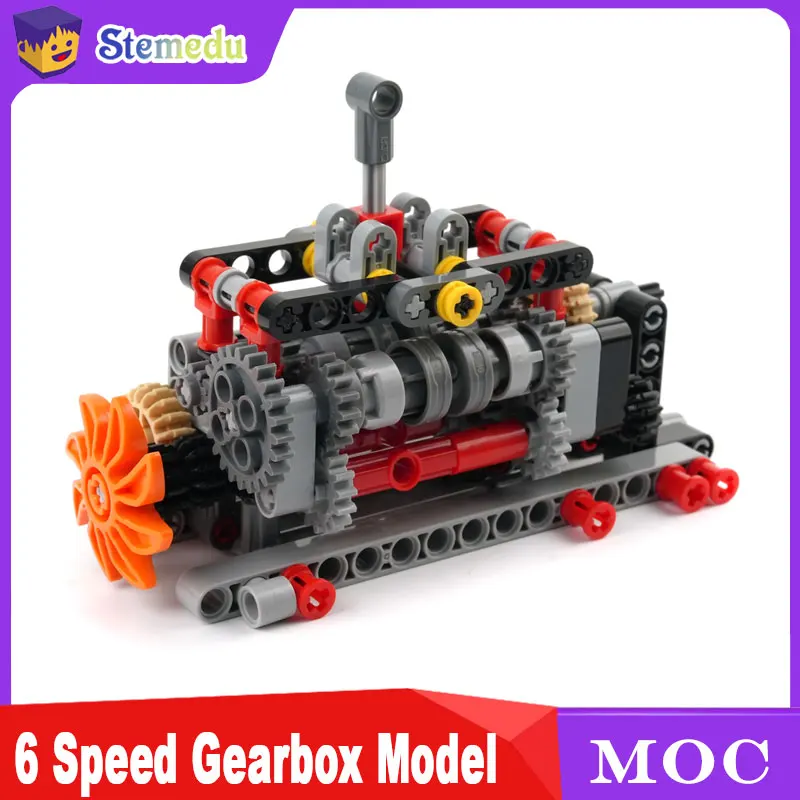 

MOC 6-скоростной строительный комплект коробки передач с двигателем управления через приложение, совместимый с моделями 8883 8881 для инженерных проектов