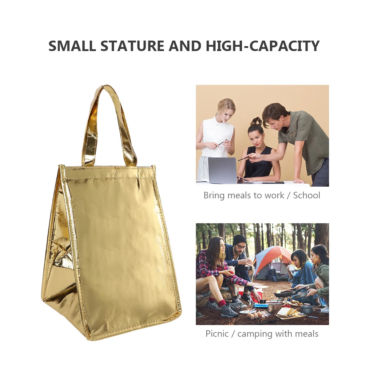 

1Pcs Waterproof Thermal Bag Foldable Large Capacity Portable Non-Woven Insulation Lunch Bag Camping Food Cooler