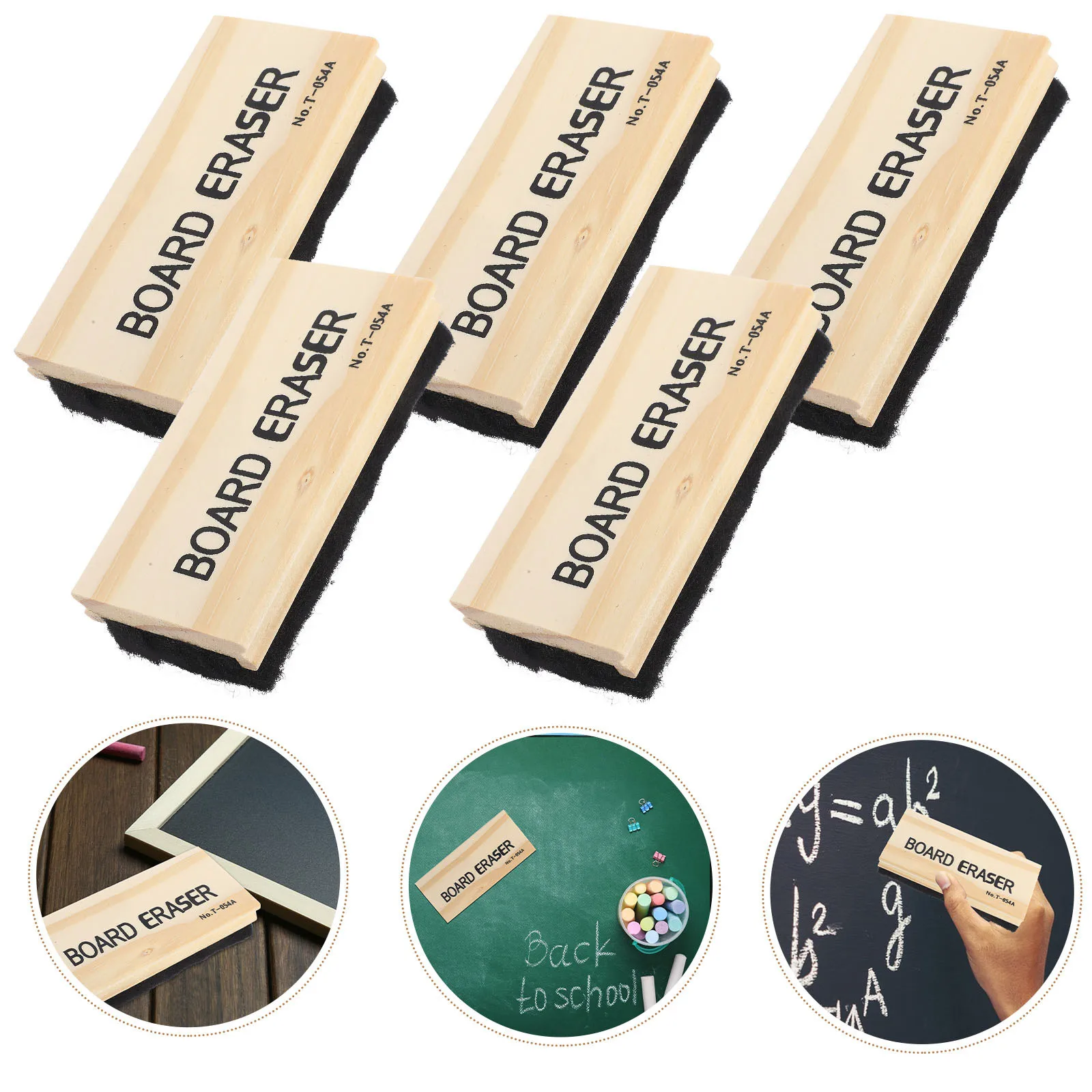 

5Pcs Wooden Blackboard Eraser Premium Quality Dry Eraser for Classroom Office Home Use Lightweight Non-Damaging Cleaning