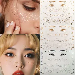 1pc Waterproof Fake Freckles Stickers for Women Metallic Golden Silver Stars Butterfly Freckles for Face Makeup Music Festival