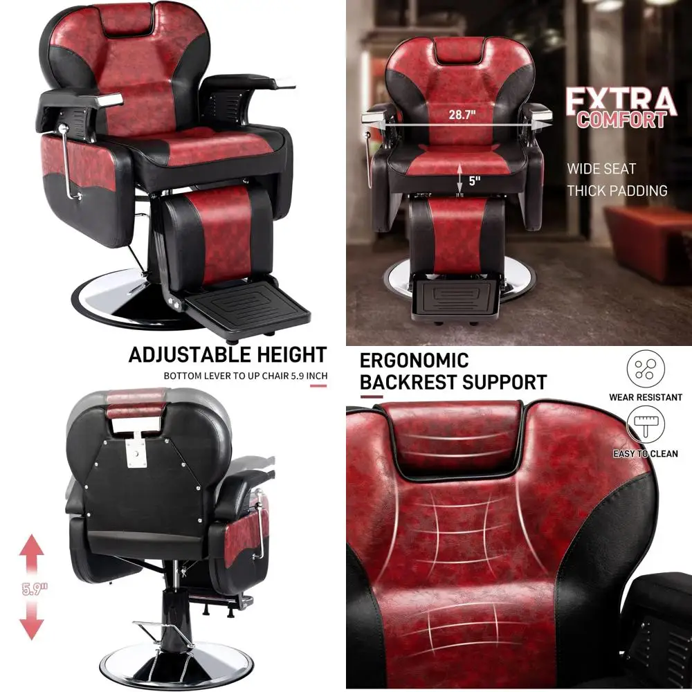 كرسي الحلاق الكلاسيكي لصالونات الشعر - شديد التحمل، مضخة هيدروليكية، مسند رأس قابل للتعديل، كرسي مصمم لجميع الأغراض #1