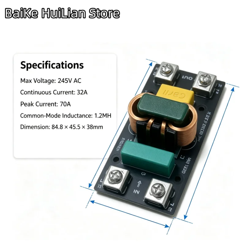 1pcs/lot Fever grade AC/DC 32A power filter EMI high-power purifier Emc anti-interference module 220VAC