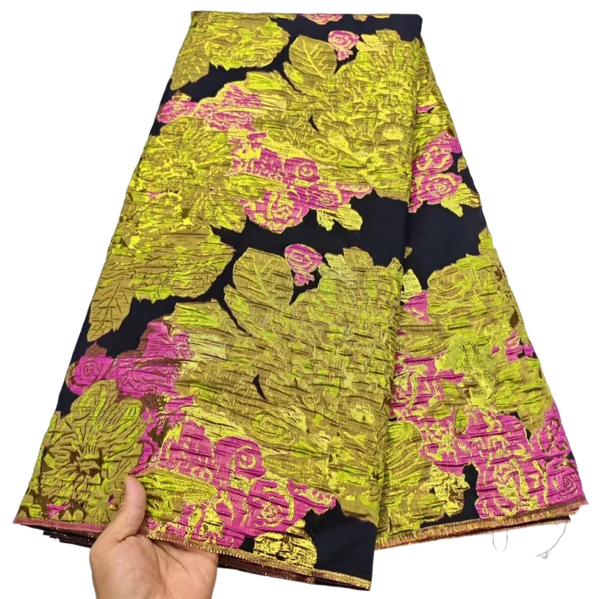 

2025 африканская нигерийская высококачественная многоцветная тюль кружевная ткань жаккардовая органза с вышивкой гипюра для вечерние платья для выпускного вечера 5 ярдов