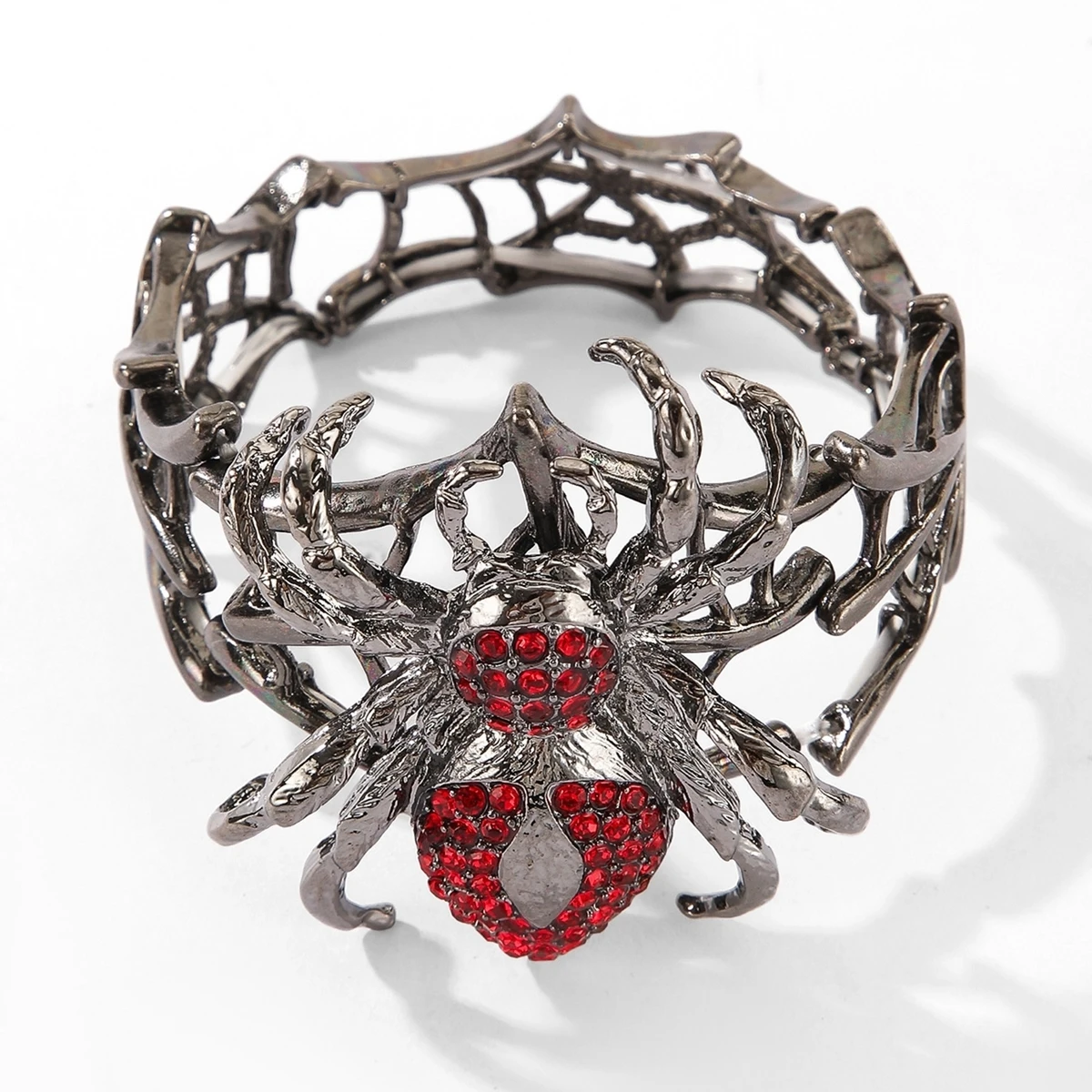 مجوهرات الهالوين متعة ملتوي سبيكة حجر الراين العنكبوت مطاطا قابل للتعديل سوار الإسورة للنساء اكسسوارات الحفلات #6