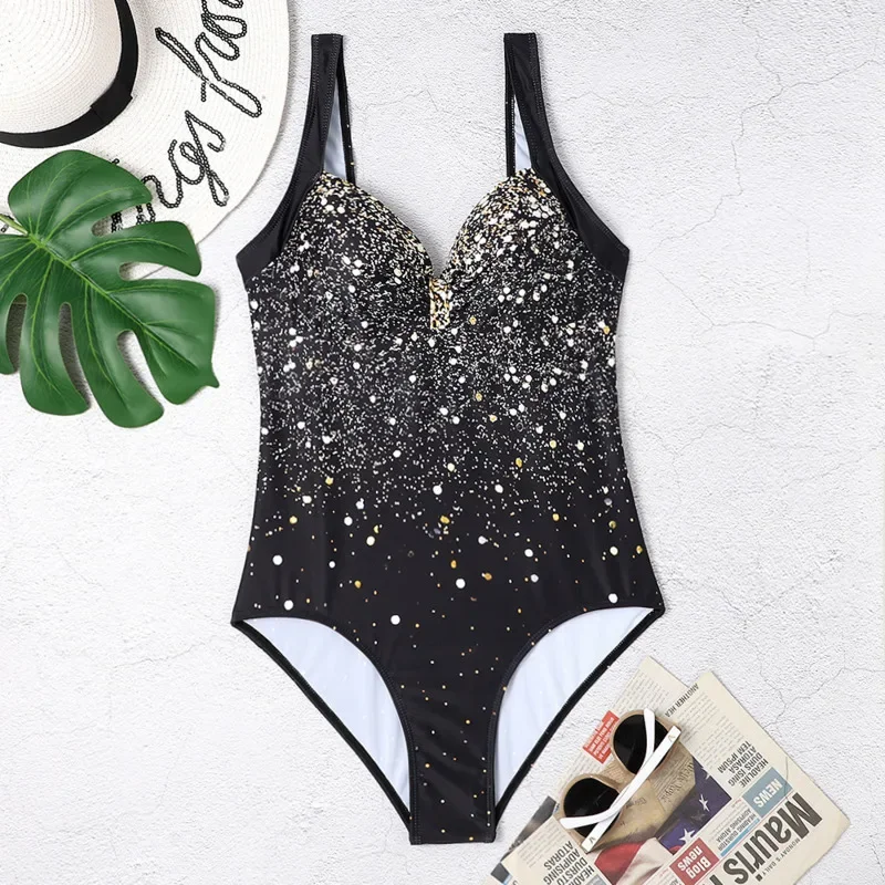 One Piece Swimsuits Sexy Woman Plus Size XXXL Twinkle Print Swimwear Female Bodysuit Bathing Sets Beach Wear Women Swimming Suit