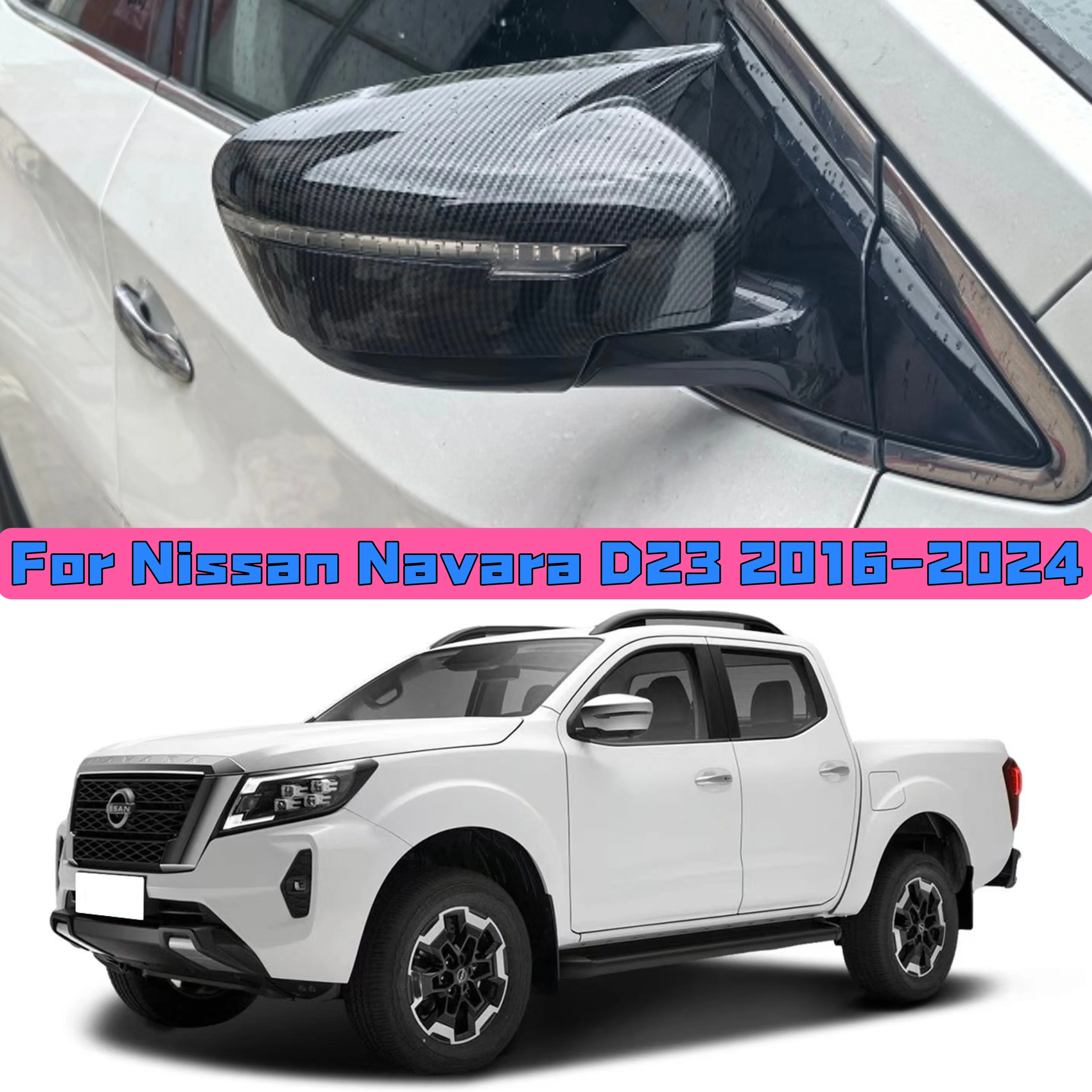 

For Nissan Navara D23 2016 2017 2018 2019 2020 2021 2022 2023 2024 Bull horn shaped rearview mirror protective cover black