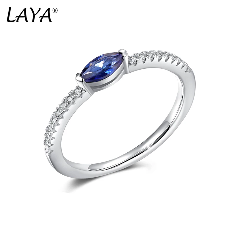 

LAYA 100% 925 Sterling Silver Shining Gemstone Natural Sapphire Finger Rings For Women Wedding Engagement Luxury Fine Jewelry