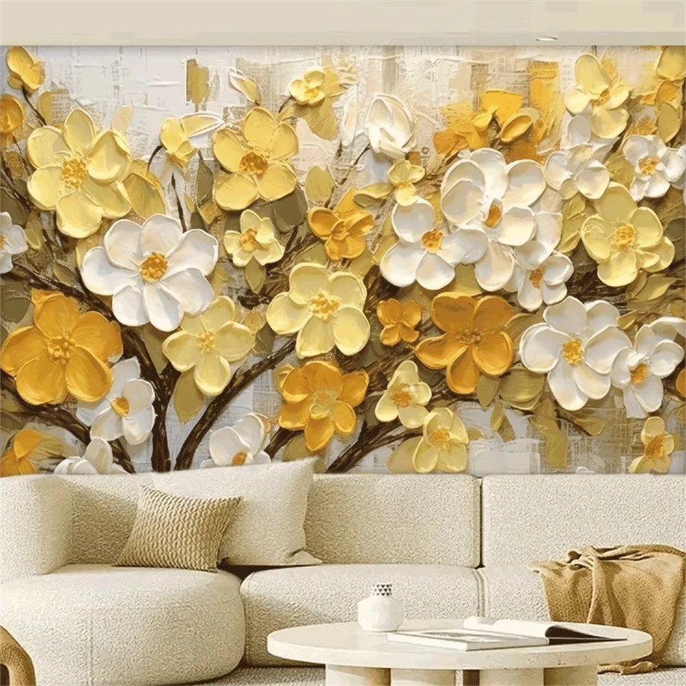 

3d обои по индивидуальному заказу, современные простые и красивые стильные картины маслом, абстрактные цветы, наклейки на фон для гостиной, спальни