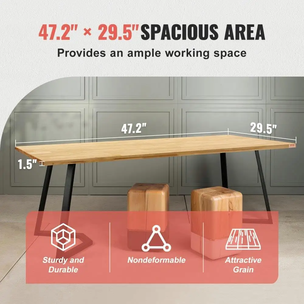 47.2x29.5 Maple Wood Table Top - 330lb Capacity, Rectangular Countertop for height Adjustable Electric Standing Desk, Solid