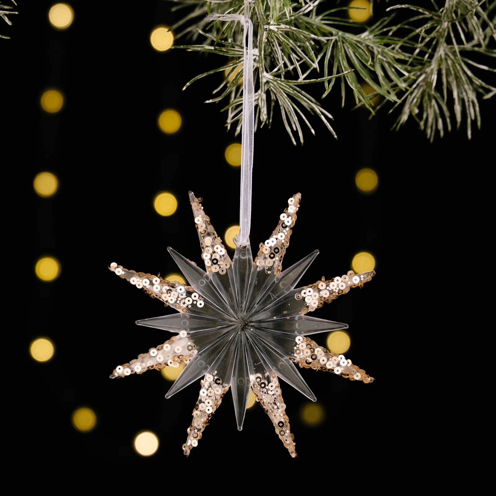 Acrylic Ice Crystal Christmas Tree Pendant Transparent Angel Elk Bells Xmas Tree Hanging for Noel Home Decora 2025 NewYear Party - Image 5