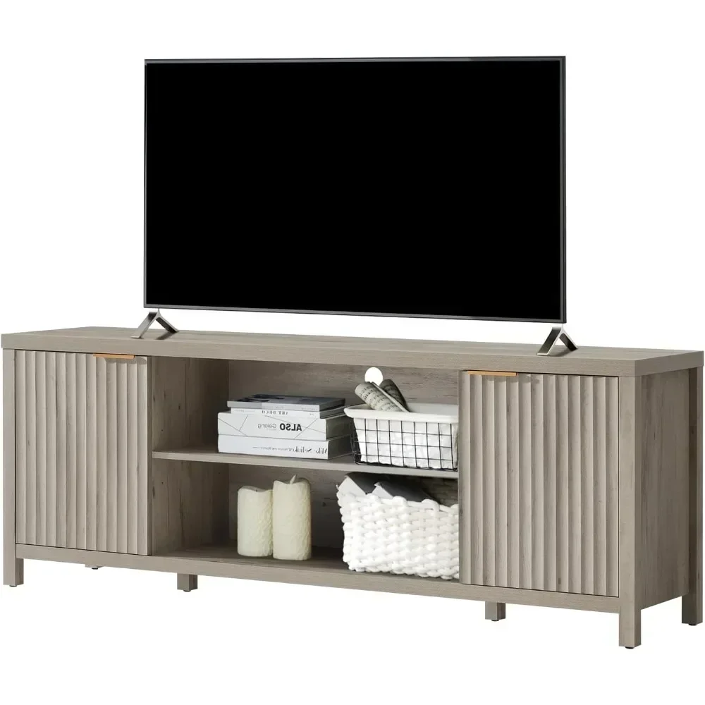 Recessed TV stand in the living room, heavy-duty entertainment center with storage space for TVs up to 65