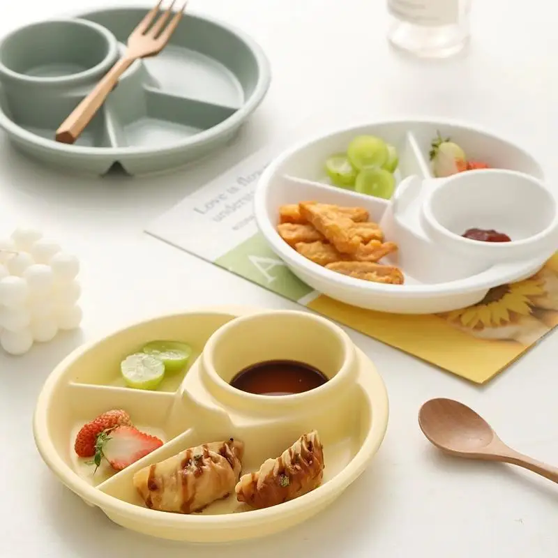 Round Fruit Salad Plate Kitchen Breakfast Snack Dip Tray Dinner Plates Food Dishes Cake Dessert Tray Kitchen Tableware