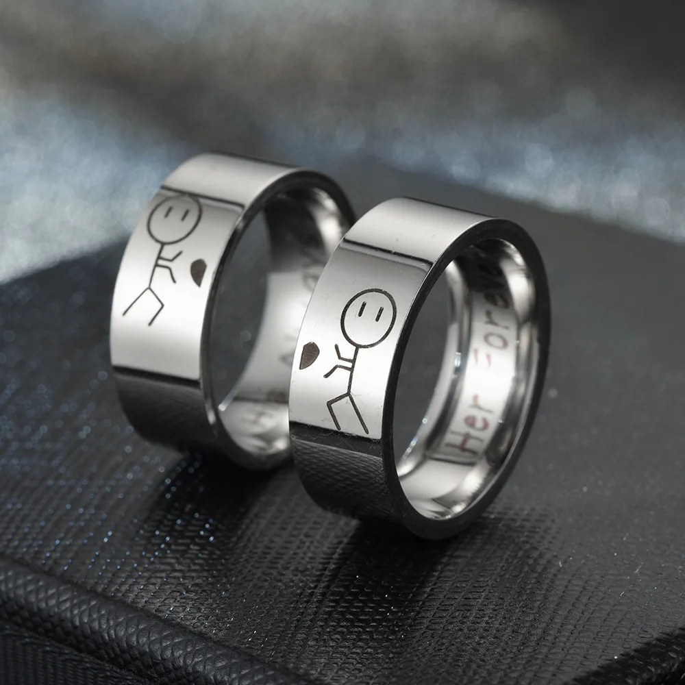 Titanium Steel Ring For Men Women Interesting Couple Ring Lovers Promise Ring Fashion Jewelry Brithday Christmas Gift Wholesale