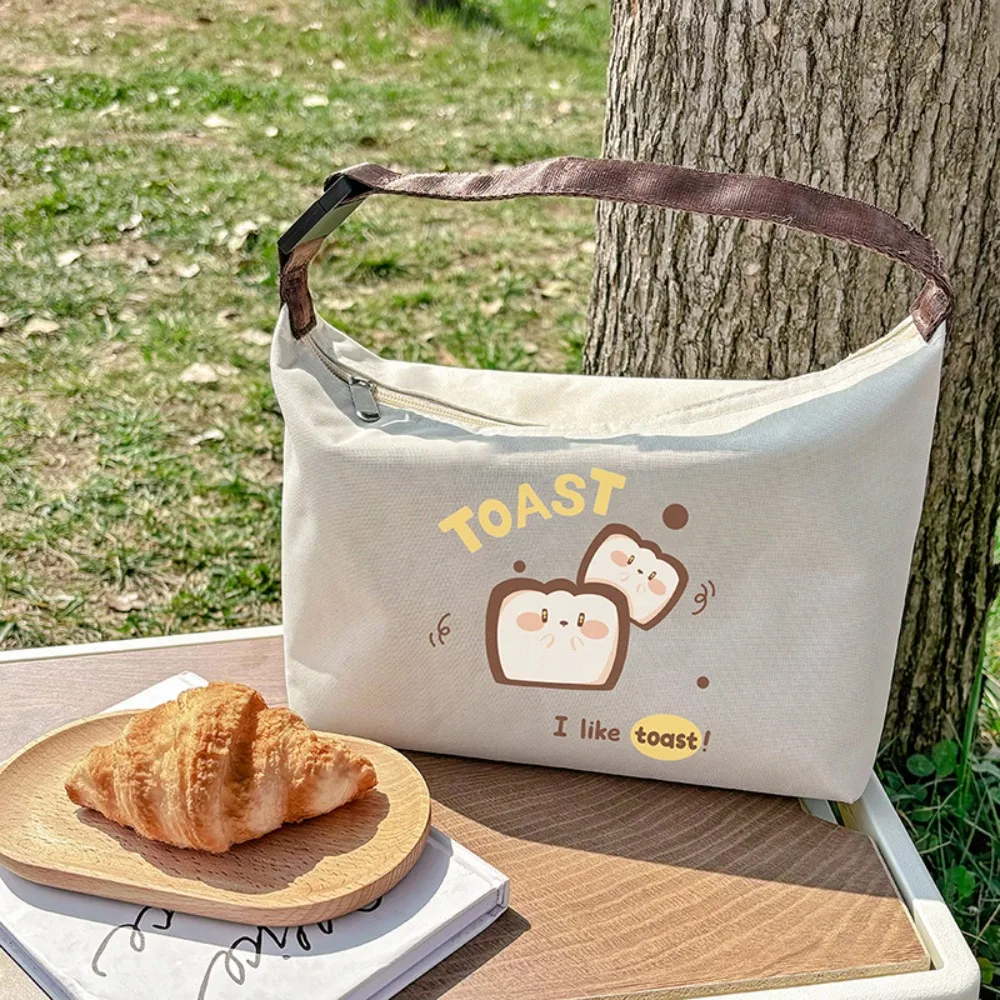 Bread Print Cartoon Thermal Bag Waterproof Portable Lunch-box Storage Bag Long-term Insulation Lightweight Foods Storage Bag