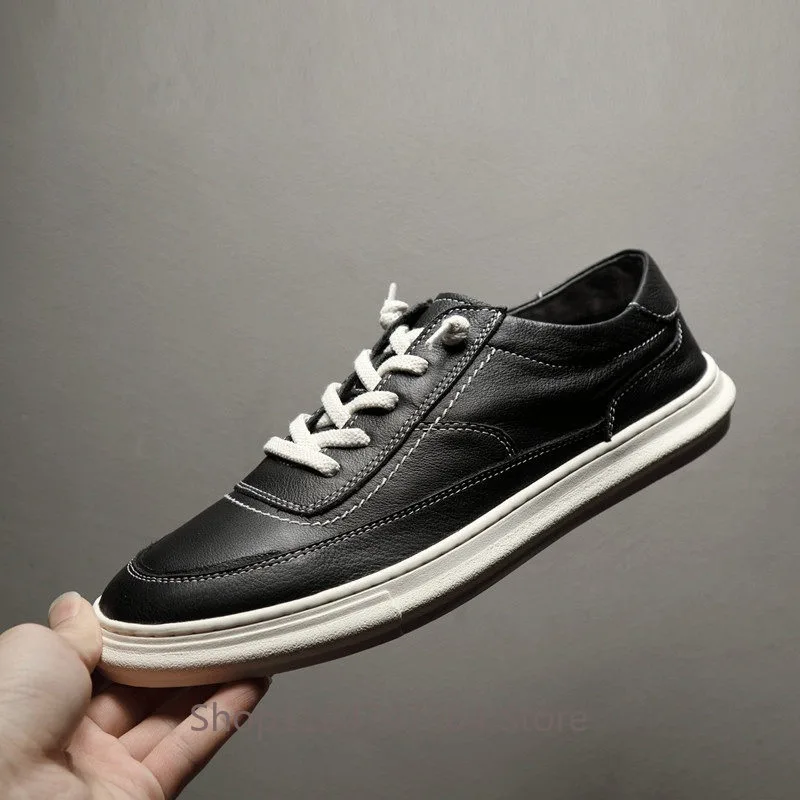Spring Cow Leather White Oxford Shoes Men's Genuine Leather Breathable Japanese Casual Soft Sole Sport Shoes Male Sneakers