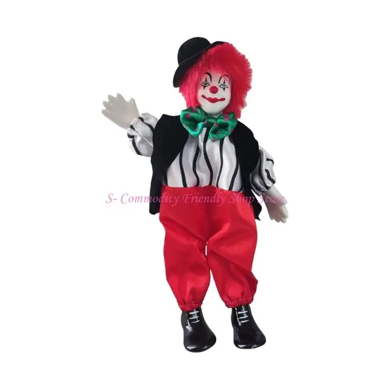 

85AE Multicolored Ceramic Entertainer Statue With Moveable Leg Seasonal House Accent Present For Family Ornament