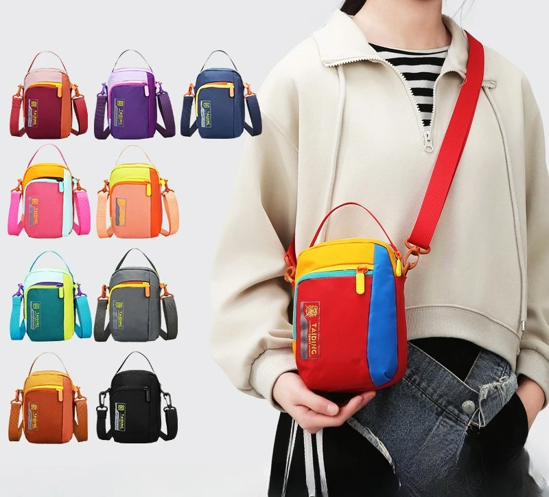 Men's and women's nylon single shoulder lightweight waterproof large capacity travel sports diagonal cross bag handbag