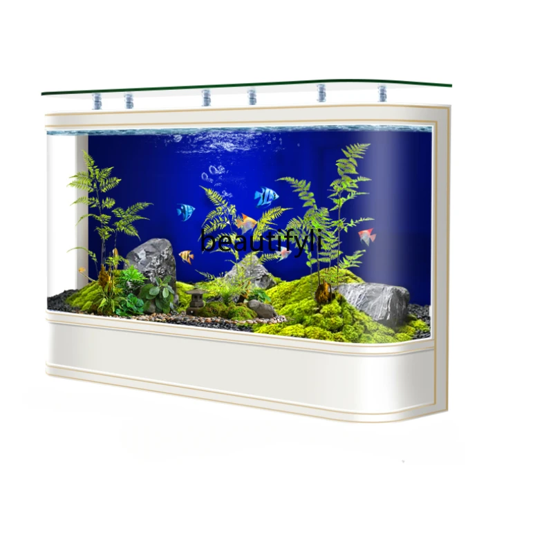 

Semicircle Covered Household Fish Tank Living Room Small Ecological Loop Filter Integrated Back Filter Viewing Aquarium