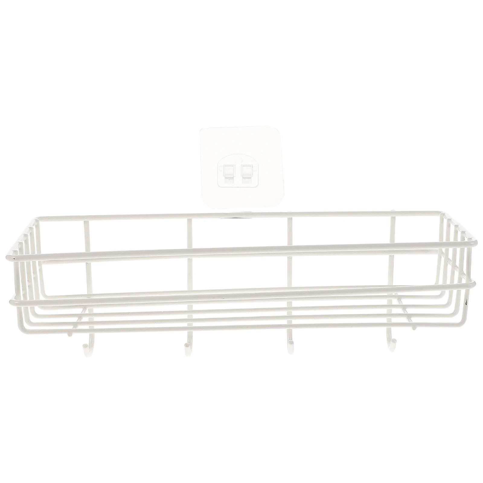 

Nail-free Wall-mounted Storage Rack Iron Paint Kitchen Toiletry Holder Strong Bearing Hollow-design Drainage Shelf Practical