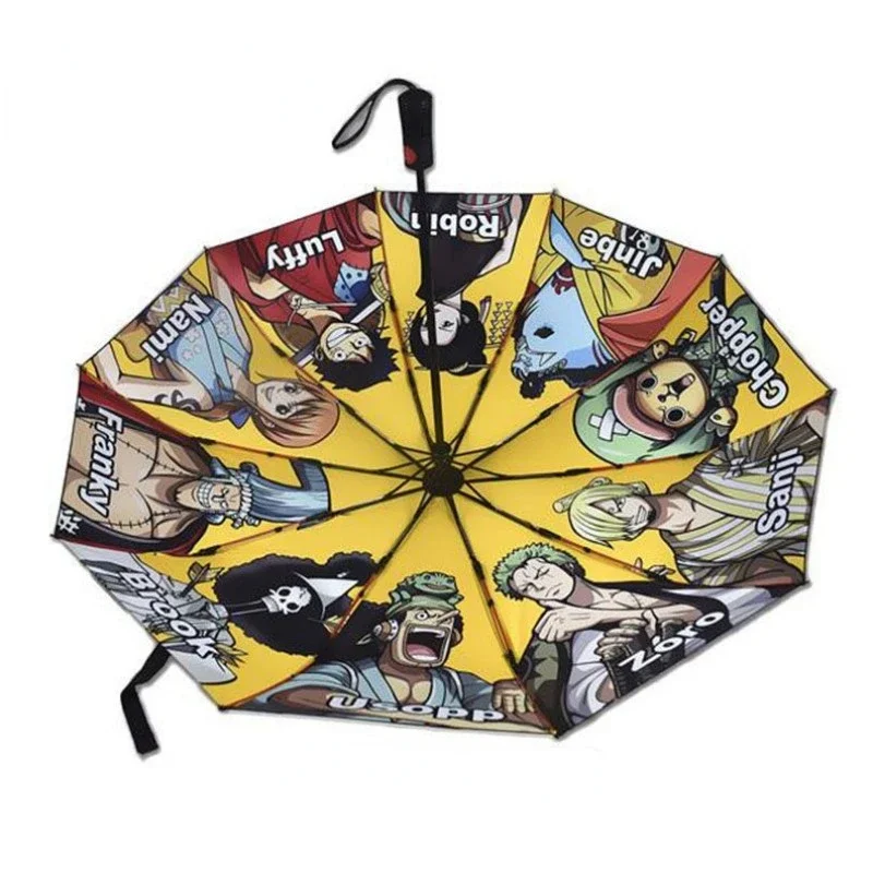 New Anime One Piece Peripheral Umbrella Folding Automatic Sun Protection Umbrella Cartoon Personality Creative Boy Holiday Gift