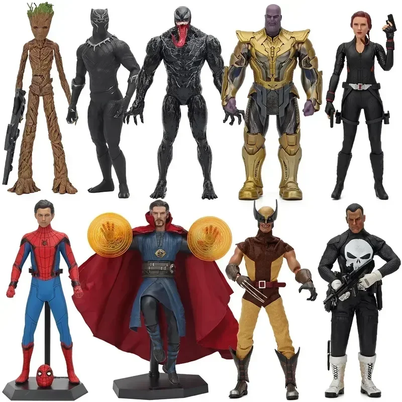 hot-selling-1-6-marvel-the-avengers-spider-man-iron-man-groot-venom-doctor-strange-thor-pvc-figure-model-ornament-toy-boy-gifts