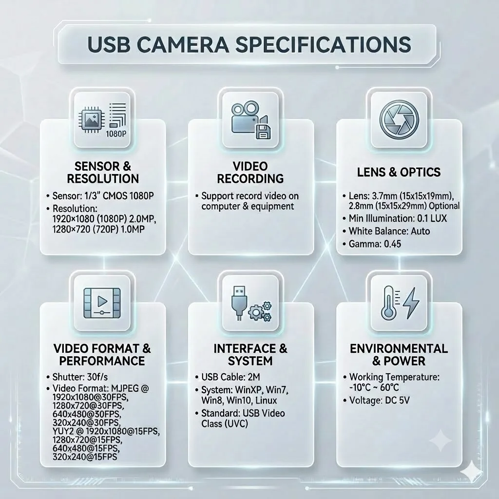 USB Type-C Mini Webcam with Mic, 2.8/3.7mm Lens 1080P HD, Type-C to USB Adapter, for PC/Android/iOS, Outdoor CCTV Home Security view 6