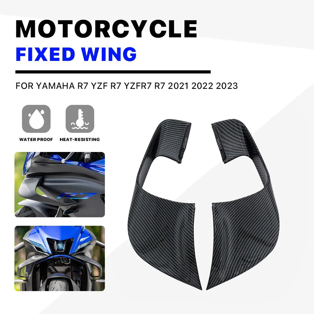 R7 Motorcycle Front Winglets Spoiler ABS Carbon For YAMAHA YZF R7 YZFR7 2021 2022 2023 Fixed Wind Wing Fairings Accessories
