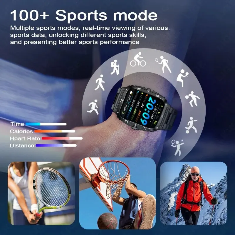 LIGE Sport Smart Watch For Men 1.96 Screen Blood Oxygen Bluetooth Call Watch 100+Sport Waterproof Smartwatch Man Reloj Hombre