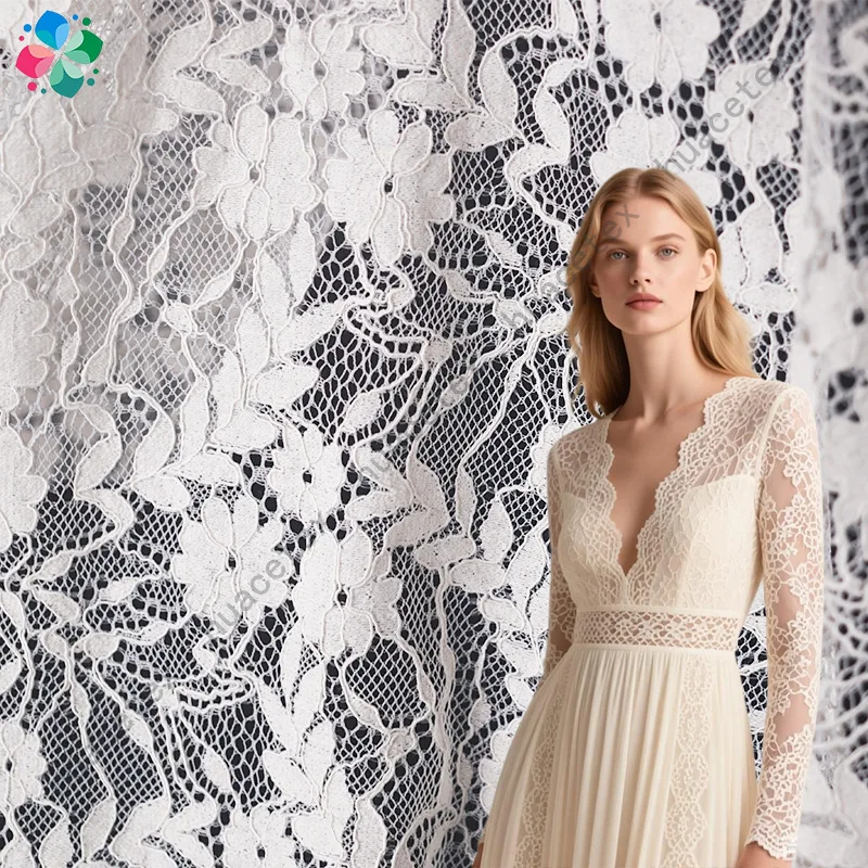 

5 метров модной мягкой кружевной ткани для женских платьев и юбок, для рукоделия, с цветочной вышивкой, оптом