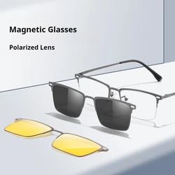 COHK Classic Glasses With 2Pc Magnetic Sunglasses Polarized Lens High Quality Sun Glasses For Men 2024 New Male Eyeglasses Frame