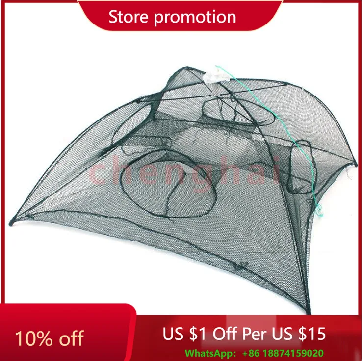 

4 Hole Small Fish Cage Umbrella Fishing Cast Net Fish and Shrimp Cage Folding Outdoor Fishing Tools
