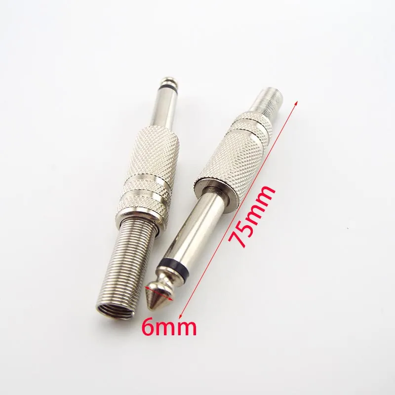 2/10pcs 6.35mm Male Mono channel Amplifier Plug adapter Connectors Monaural Jack Audio Cable Microphone accessories plugs