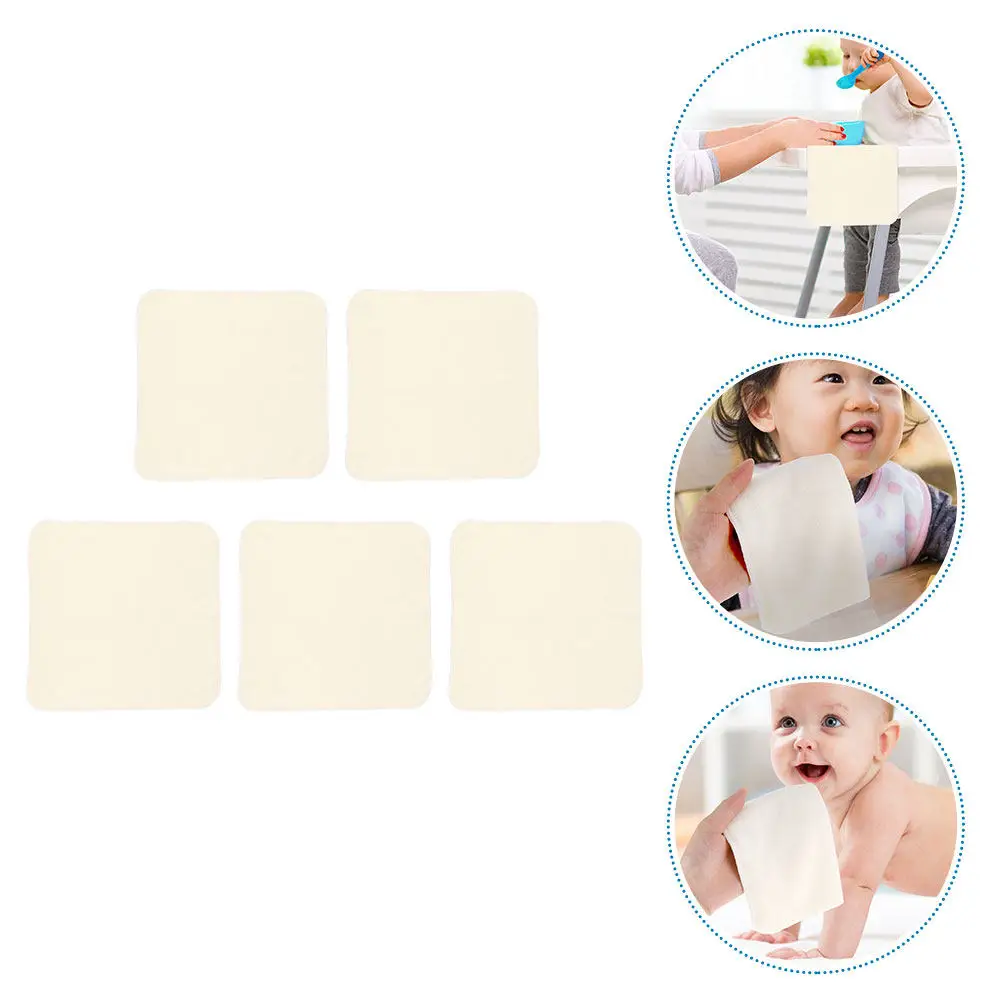 

Набор из 5 мягких впитывающих моющихся салфеток для младенцев и малышей, многоразовые платочки для вытирания слюней и ухода за лицом