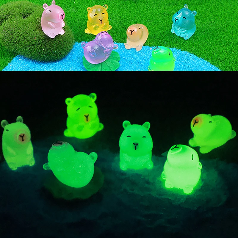 

Mini Fluorescent Capybara Luminous Micro Landscape Animals Miniature Figures Outdoor Patio Lawn Yard Garden Accessories Decor