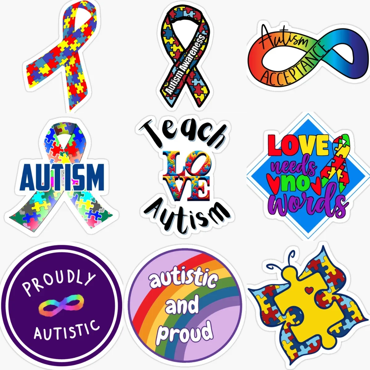 

Autism Awareness Care Autism Color Jigsaw Creative Sticker for Decorate Car Van Bicycle Motorcycle Window Wall Decal Accessorie