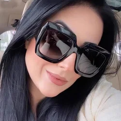 Fashion Women Oversize Sunglasses Gradient Retro Luxury Brand Designer Square Sun Glasses Female Trending Shades UV400 Eyeglas