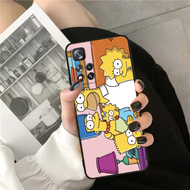 Disney t-the simpsons casing ponsel hitam, sarung pelindung lembut Capa untuk Xiaomi Redmi Note 13 12 11 10 9 Pro Plus S T Max E 4G 5G Funda Shell